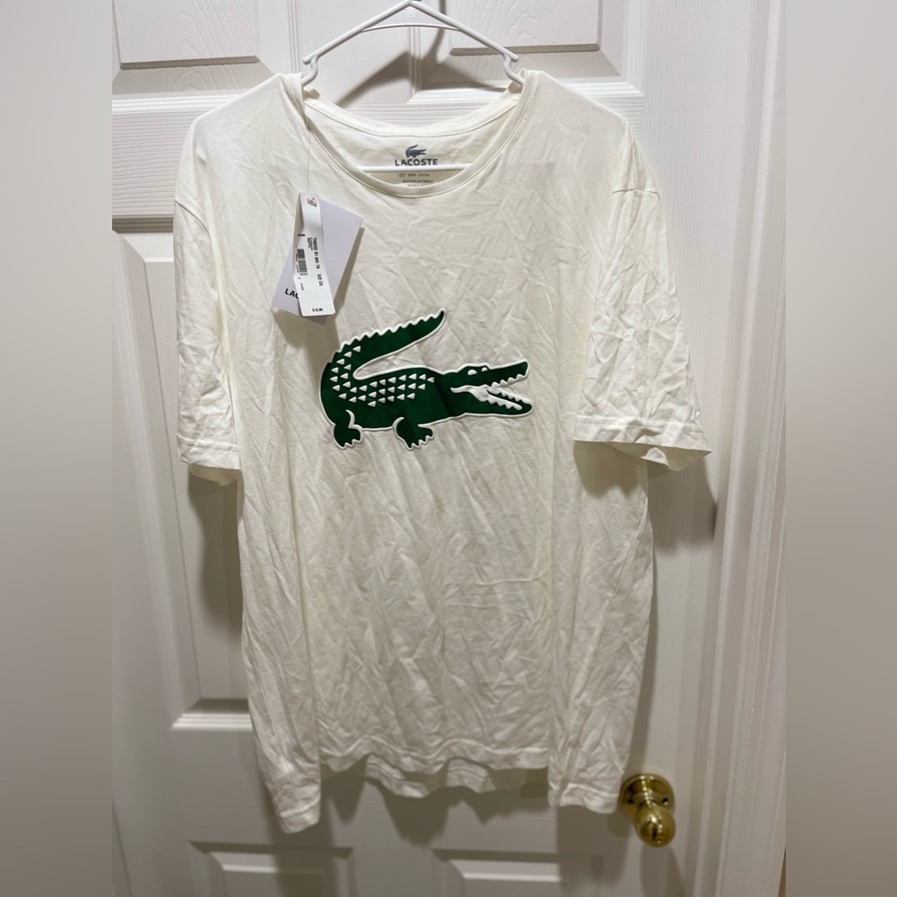 Big “Gator”, White, V-Neck Lacoste T-shirt. NWT